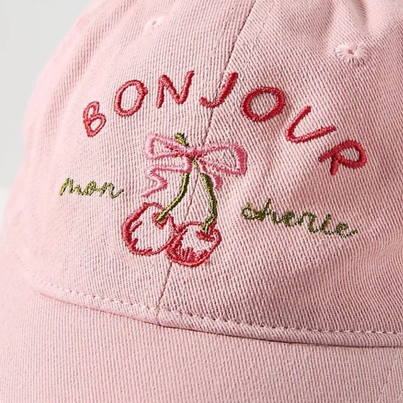 Anthropologie Mon Cherie New Pink Embroidered Cap main image 2
